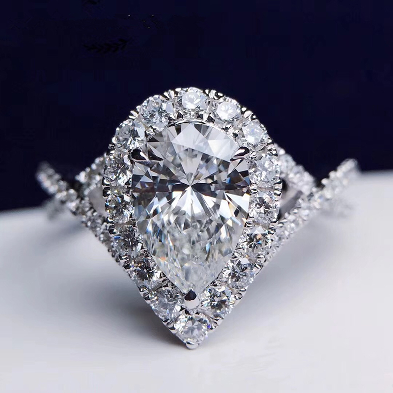 Moissanite Engagement Ring 1 Carat - Aangepaste massief 14K witgoud vrouwen bruiloft