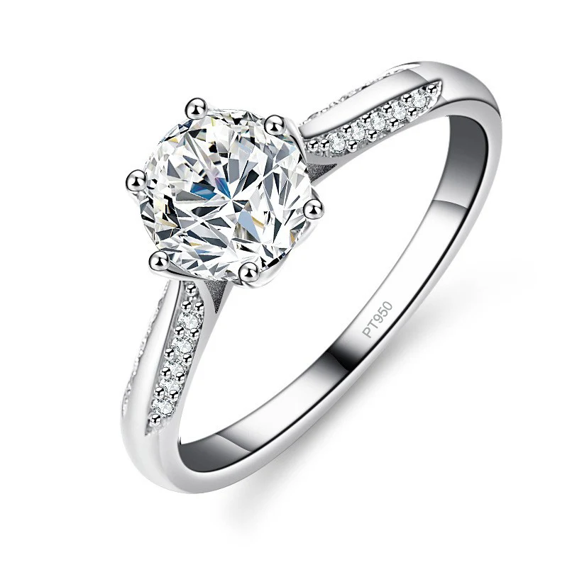 Moissanite Engagement Ring 1 Carat - Lumira 1-karaats moissaniet verlovingsring, platina PT950,