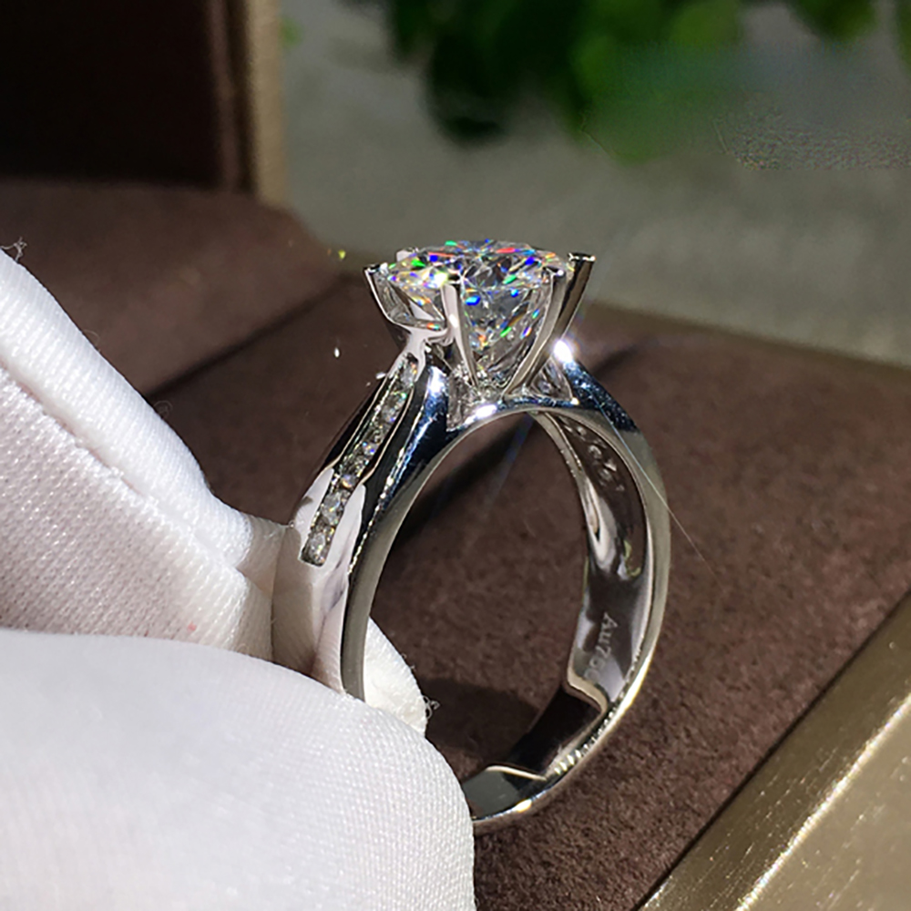 Moissanite Engagement Ring 1 Carat - Aangepaste massief 14K Au585 witgoud vrouwen