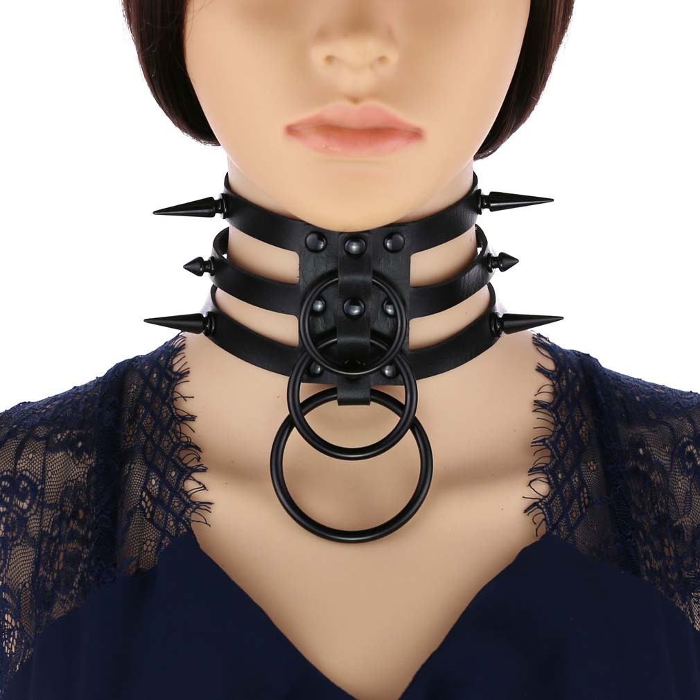 Goth Punk Spike Choker - Mode Vrouwen Mannen Zwarte Rivet Lederen