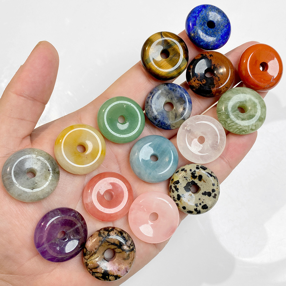Crystal Pendant Necklace Natural Stone - 1pc 25MM Cirkel Donut voor Ketting