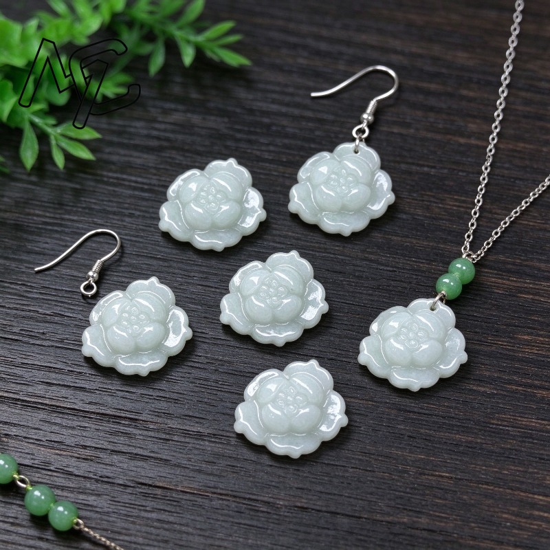 Bracelets - 5 stuks natuurlijke jadeite lotusbloembedels van