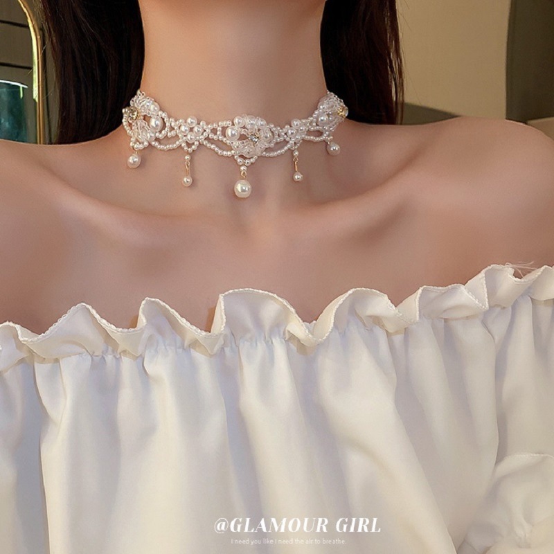Pearl Choker Necklace Vintage - Luxe Vintage Parel Choker Ketting Voor