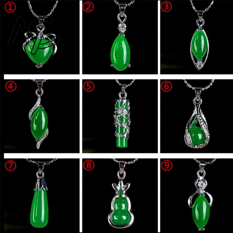 Necklaces - 925 zilveren Chinese groene jade waterdruppel