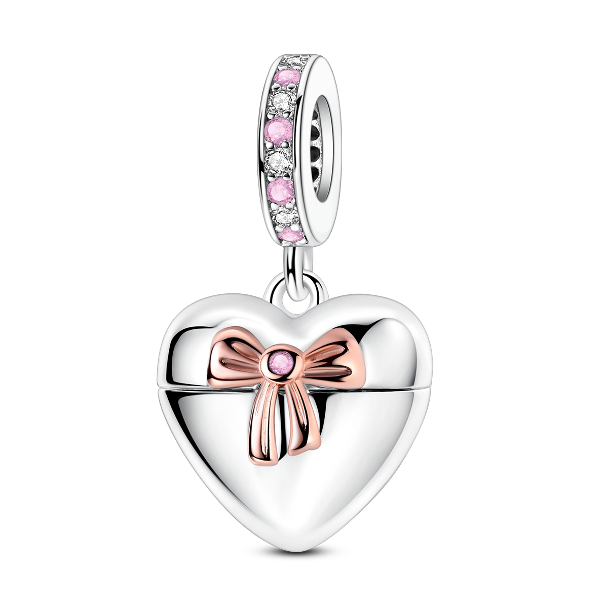 Heart Locket Necklace Photo - 925 Sterling Zilver Tweekleurige Hart Boog