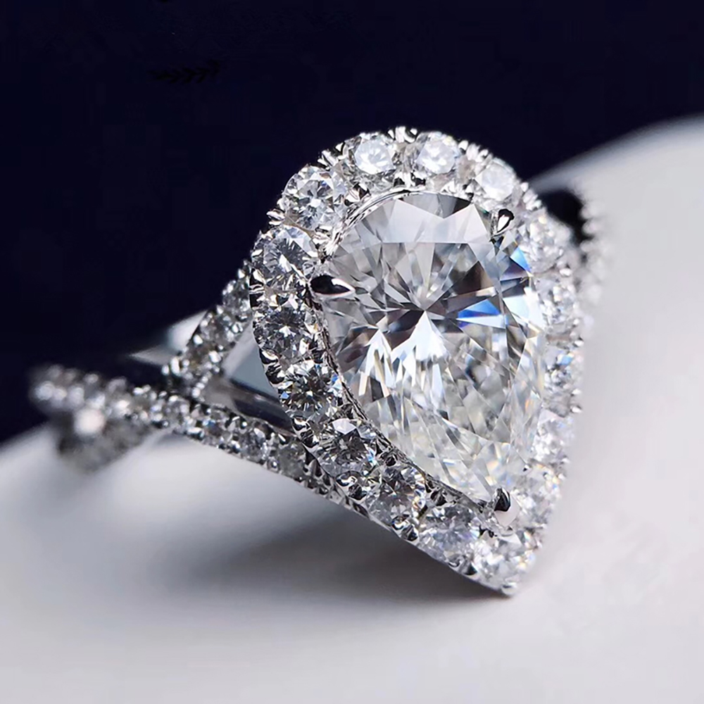 Aangepaste massief 14K witgoud - Moissanite Engagement Ring 1 Carat recensie en prijs