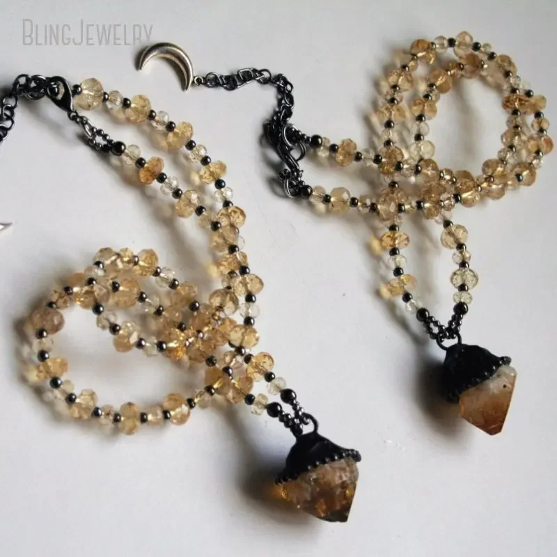 8 stuks rauwe citrien punt kra - Crystal Pendant Necklace Natural Stone recensie en prijs