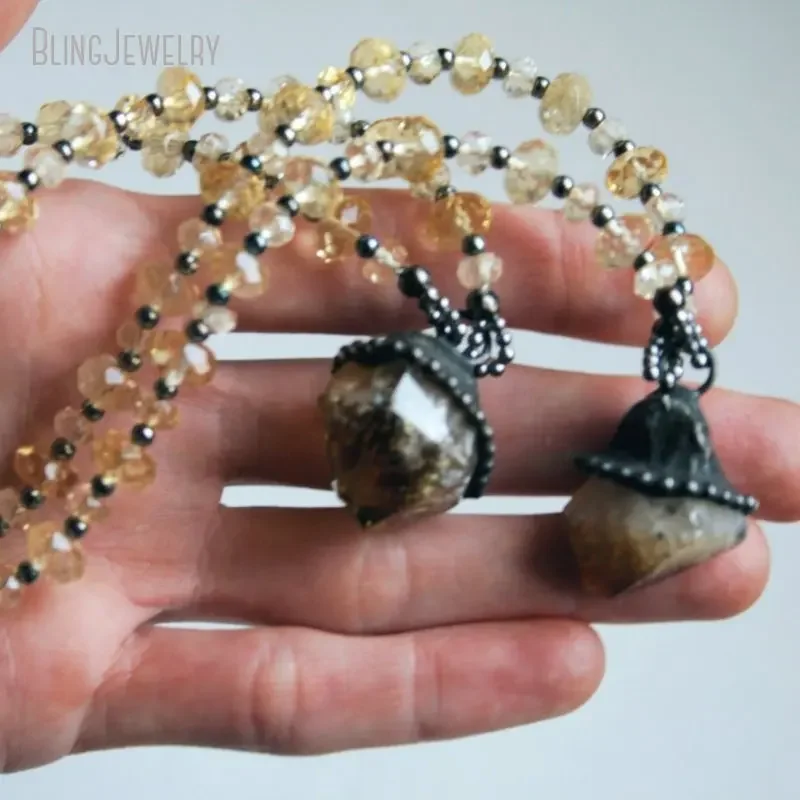8 stuks rauwe citrien punt kra - Crystal Pendant Necklace Natural Stone recensie en prijs