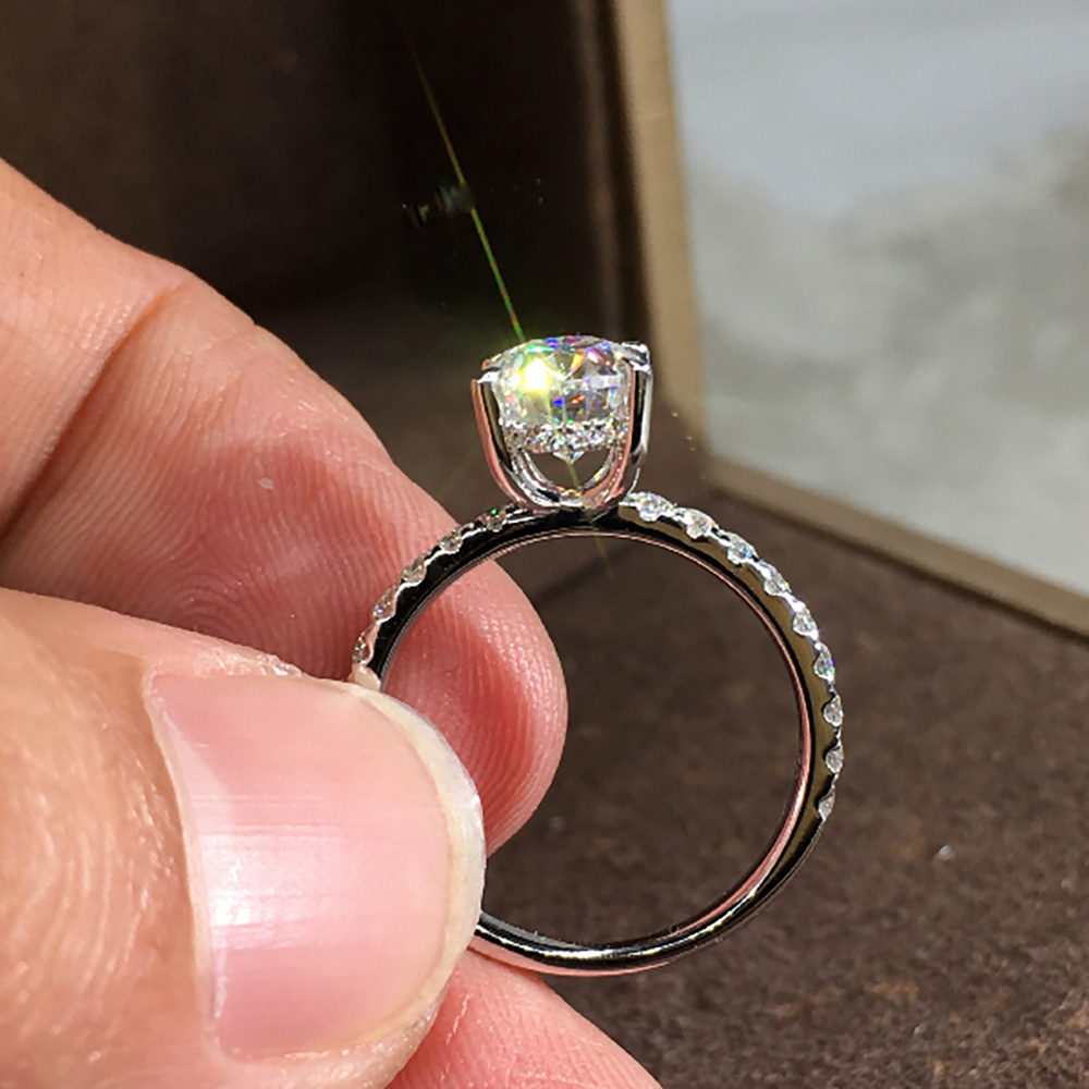 Op maat gemaakte solide 10K wi - Moissanite Engagement Ring 1 Carat recensie en prijs