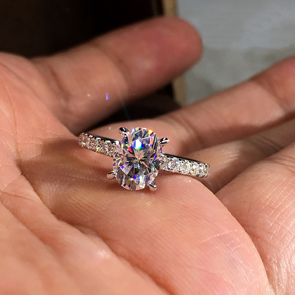 Op maat gemaakte solide 10K wi - Moissanite Engagement Ring 1 Carat recensie en prijs