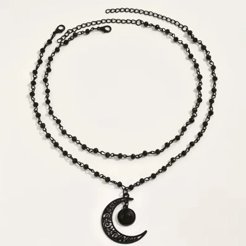 Gothic gelaagde maanhanger ket - Layered Pendant Necklace Aesthetic recensie en prijs