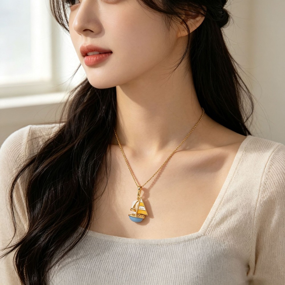 Elegante ketting met een blauw - Initial Letter Necklace 18K Gold recensie en prijs