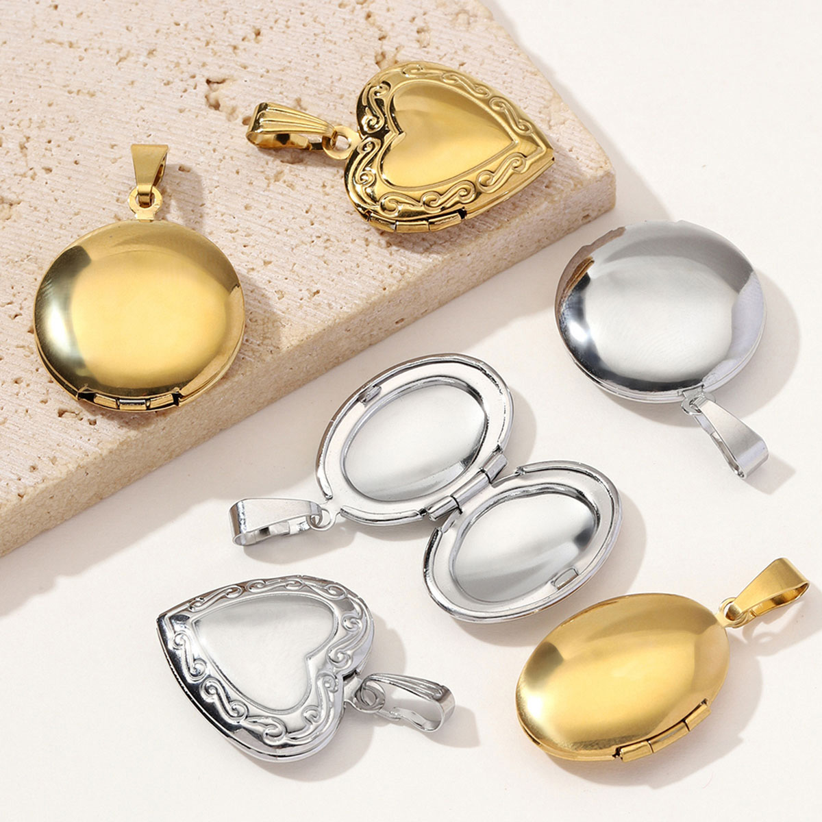 3 stuks/set, groothandel, rond - Heart Locket Necklace Photo recensie en prijs