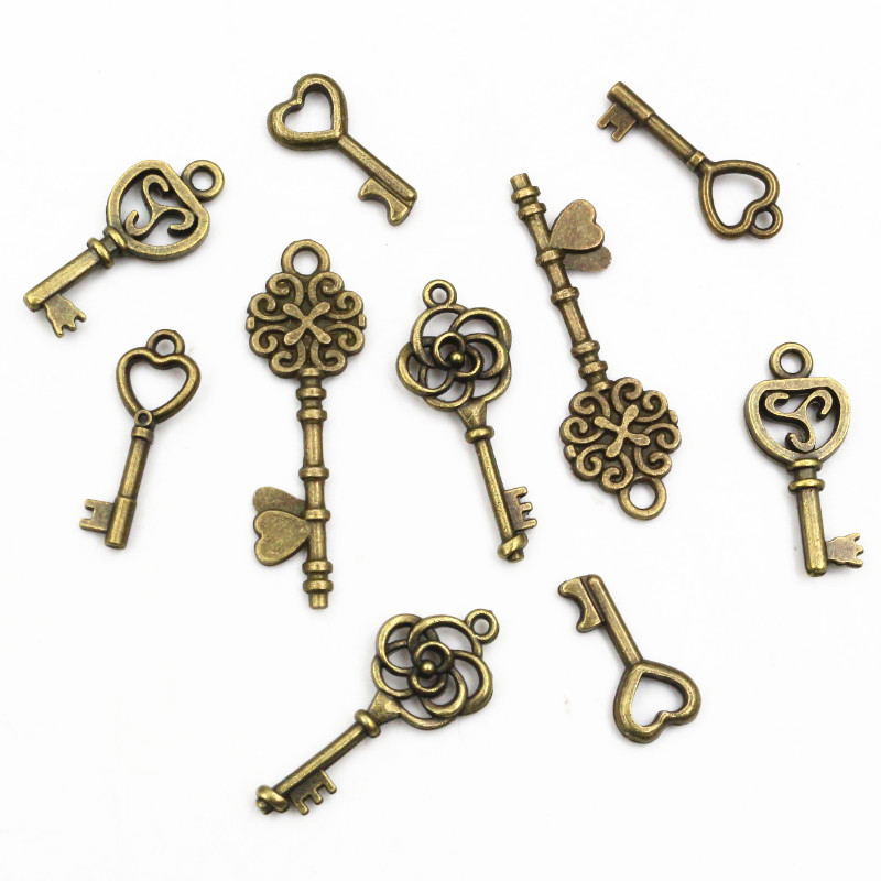 40Pcs Key Bedels Hangers Antie - Heart Locket Necklace Photo recensie en prijs