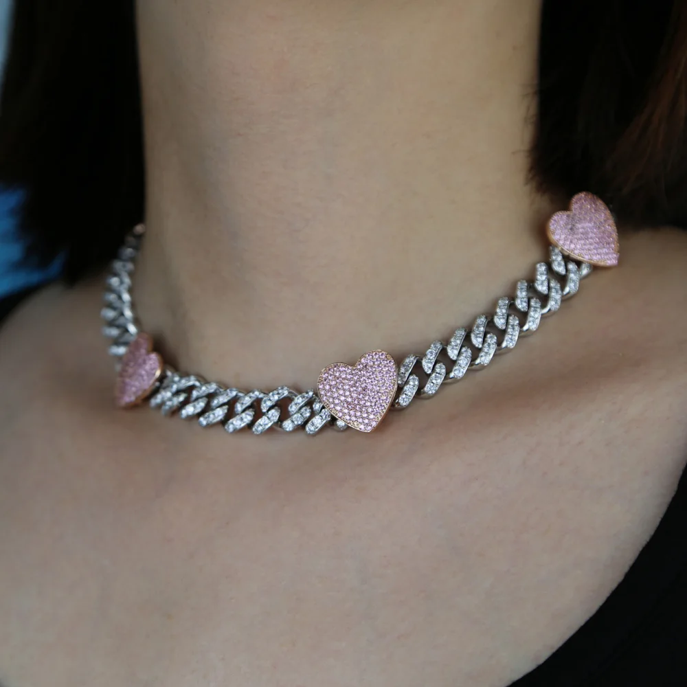 Nieuwe 12Mm Breedte Roze Hart  - Cuban Link Chain 12Mm recensie en prijs