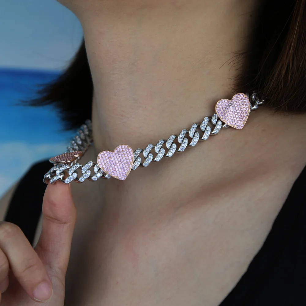 Nieuwe 12Mm Breedte Roze Hart  - Cuban Link Chain 12Mm recensie en prijs